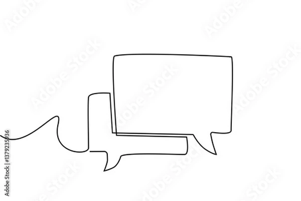 Fototapeta two dialogue message balloons social sign one line drawing art design vector
