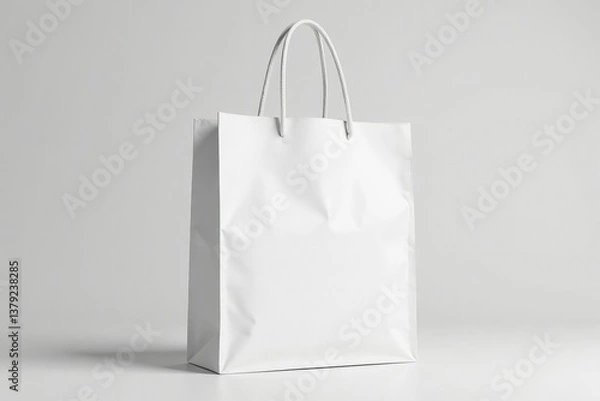 Fototapeta Crisp white canvas shopping bag with sturdy handles, isolated , isolated, tote bag