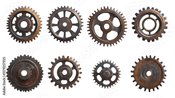 Fototapeta Grunge Cog Wheels Gears Set for Industrial Design Projects and Presentations