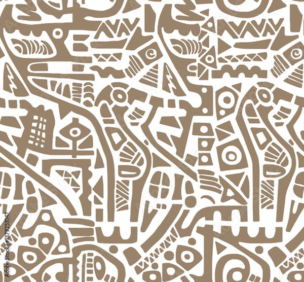 Fototapeta A hand-drawn drawing in the Mexican style.Seamless pattern.	
