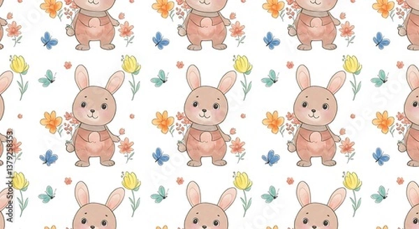 Fototapeta Whispers of Springtime Bunnies AI Generated