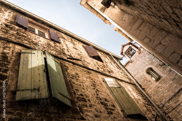 Obraz Windows and shutters, view from bottom