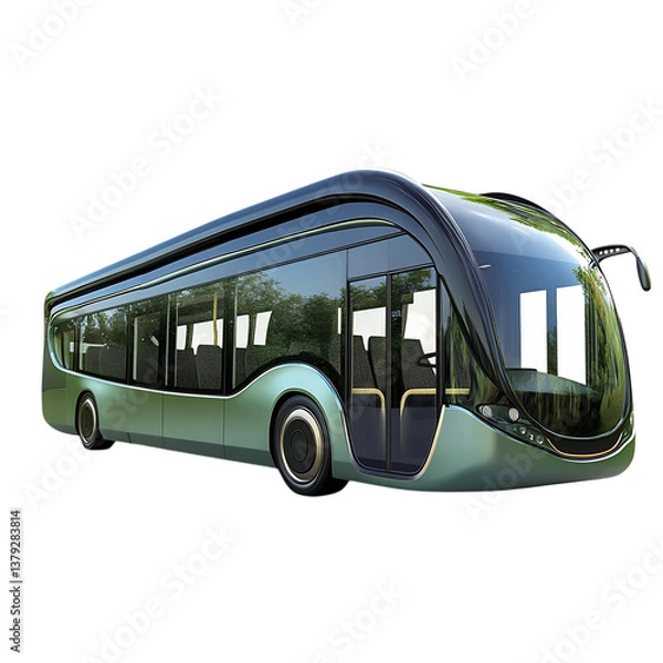 Fototapeta A Futuristic Electric Bus with Smooth Aerodynamic Design Isolated on Transparent Background