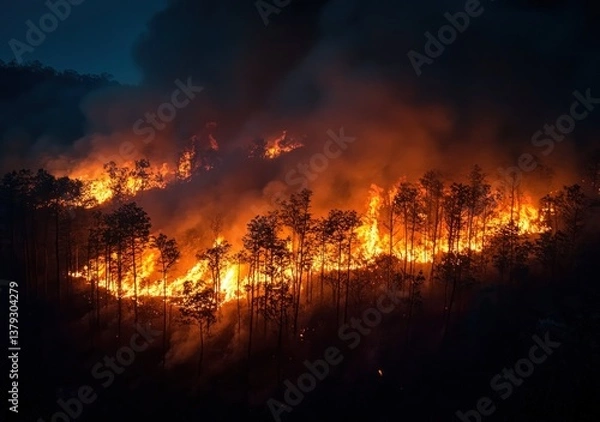 Fototapeta Wildfires Release Greenhouse Gases Carbon Dioxide Methane and Impact Climate Change in Tropical Forests