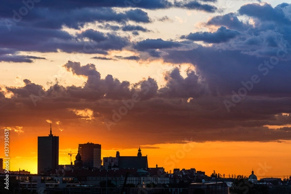 Obraz Sunset over city