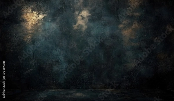 Obraz Dark Halloween Background Concept Creepy Dusty Black Wall with Grunge Horror Texture for October