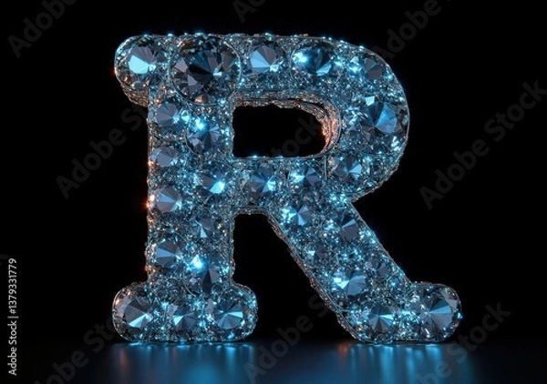 Fototapeta Stunning Diamond Typography Composition of R and Y with Sparkling Gemstones and Soft Lighting