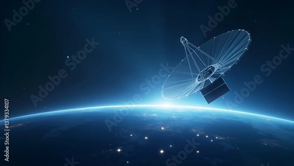 Fototapeta Modern Minimalist Wallpaper Design: Satellite Internet Networks with Expansive Space, Sleek Graphics, and Innovative Digital Transmission for Global Connectivity.