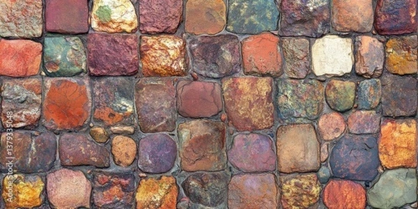 Obraz Colorful Stone Pavement Texture tile pattern