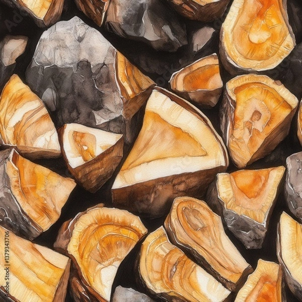 Obraz Colorful wood slices and stones tile pattern