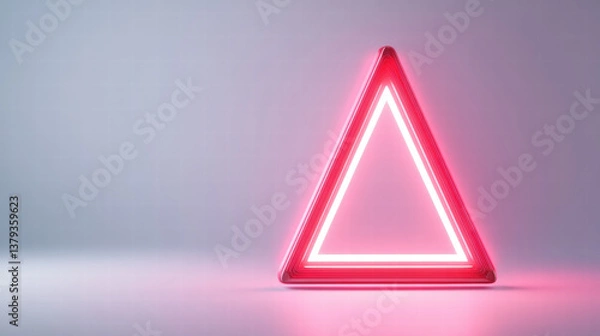 Fototapeta glowing pink triangle shape stands out against clean background, creating modern and vibrant visual effect