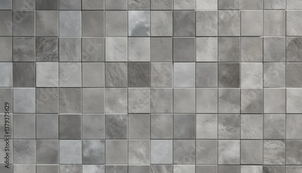Obraz Gray cube tile wall pattern. Interior architecture close-up texture. Background of building structure tile pattern