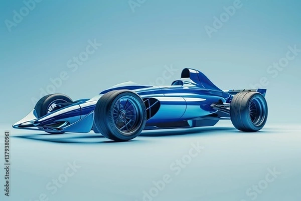 Fototapeta Flawless Picture of a Blue Race Car with a Blue Design on the Side