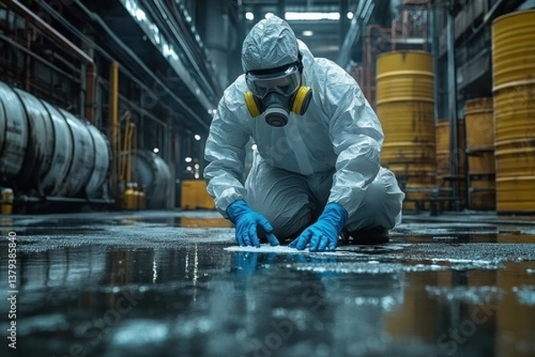Obraz Chemical Spill Cleanup Techniques Using Absorbents for Oil, Acid, and Liquid Hazards in Industrial Environments