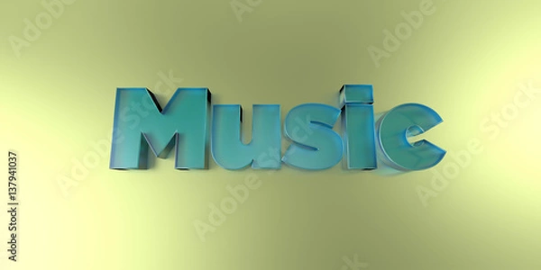 Fototapeta Music - colorful glass text on vibrant background - 3D rendered royalty free stock image.