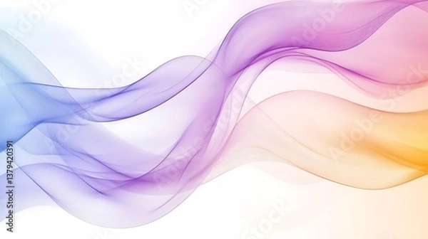 Fototapeta Elegant wispy colored flowing abstract lines floating gracefully through space