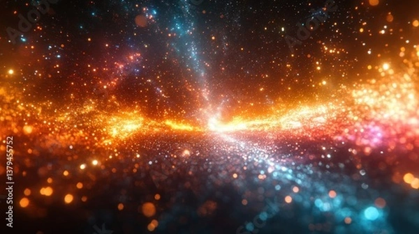 Fototapeta Radiant Golden Rays Abstract Digital Art Cosmic Explosion of Light