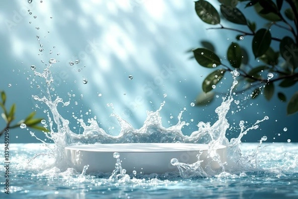 Obraz Product podium with splash of water background