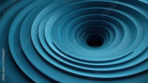 Fototapeta Abstract blue concentric circles create a depth illusion, emphasizing design and texture.