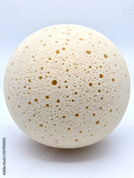 Obraz Cream-colored sphere with numerous small holes, textured surface