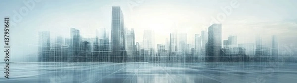 Fototapeta Abstract Cityscape with Blurred Buildings and Soft Light Effects