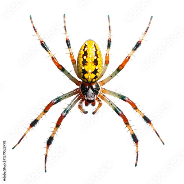 Fototapeta A Beautiful Golden Orb Weaver Spider Isolated on Transparent Background