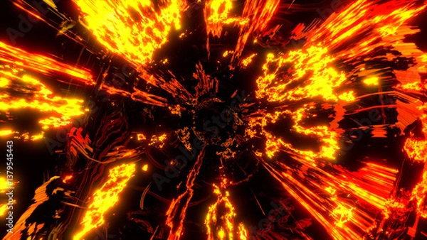 Fototapeta VJ トンネル ワープ 炎 スピード 赤 オレンジ [別Verあり]