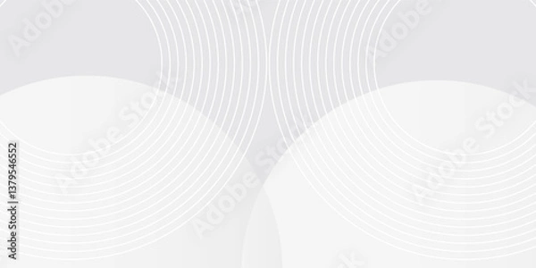 Obraz White geometric abstract background overlap layer on bright space with lines effect decoration. Modern graphic design element circles style concept for banner. vector illustration. eps10