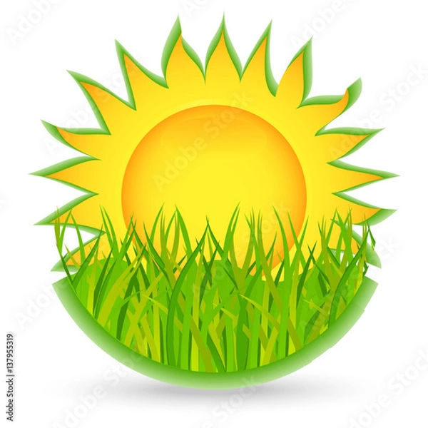 Fototapeta Sun and grass. icon