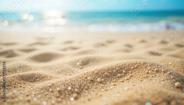 Fototapeta Beautiful beach scene featuring soft sand and gentle water creating a serene coastal atmosphere