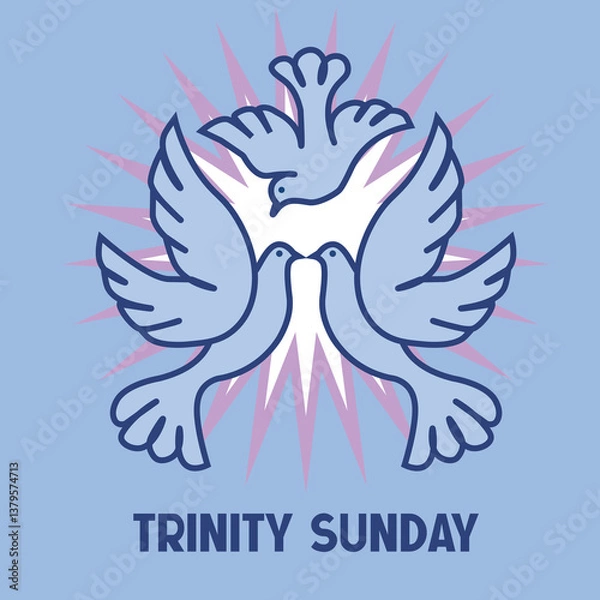 Obraz Trinity Sunday Celebration with Three Holy Doves - Religious Symbol of Faith and Unity