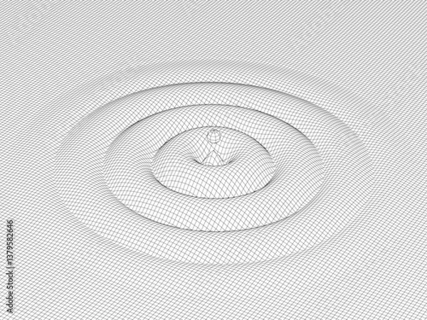 Obraz 波紋イメージのワイヤーフレームバックグラウンド　ベクターイラストレーション