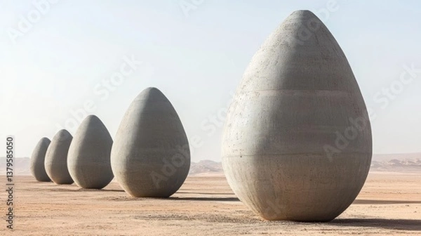 Obraz Desert Egg Sculptures: A Serene Installation in the Saudi Arabian Desert