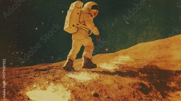 Obraz Astronaut's Solitary Journey Across Martian Landscape