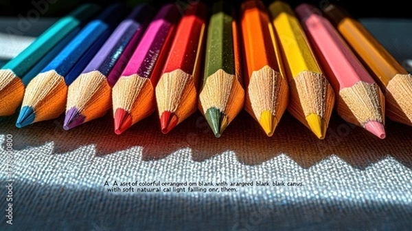 Obraz Vibrant Spectrum: A Close-Up of Color Pencils