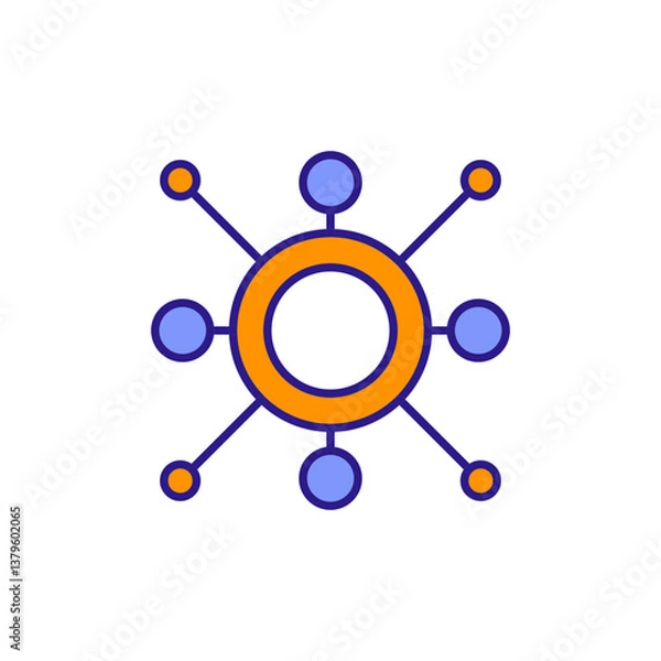 Obraz Decentralization Icon Colored with Spreading Network Lines.