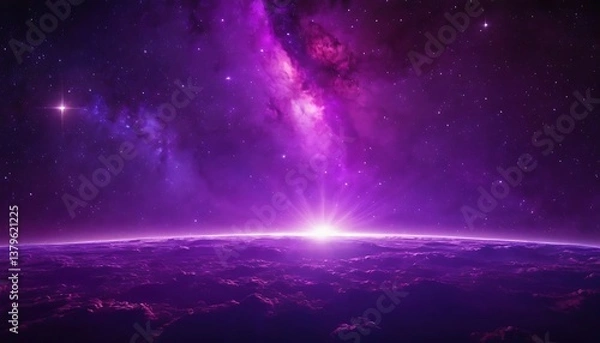 Fototapeta Creative glowing purple metaverse space background,cyberspace, particle, artificial intelligence, artistic, colourful, connection, contemporary, dream, dynamic, 867