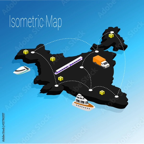 Fototapeta Map India isometric concept.