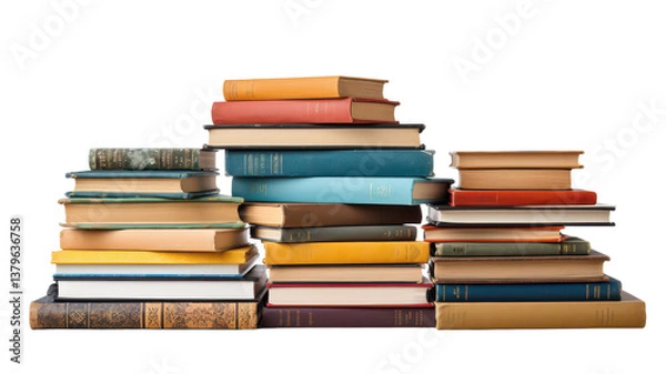 Obraz Stack of books png stacked books png pile of books png reading books png transparent background image