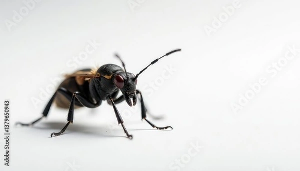 Fototapeta Close-up of single insect on stark white backdrop, minimal, pest, bug