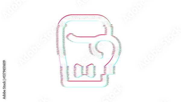 Fototapeta Icon boxing glove is distorted. Glitch. Noise, chromatic aberration, geometric distortion