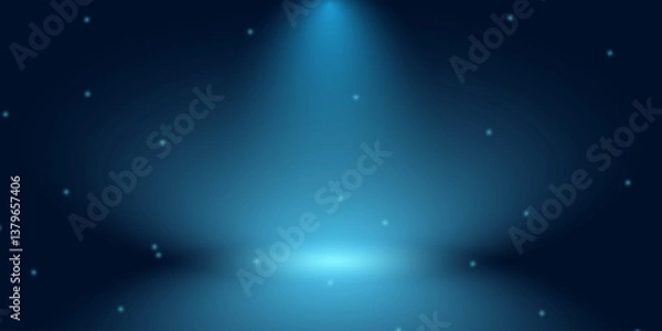 Fototapeta Elegant blue abstract scene on dark background with light and sparkle effects. Vector illustration.