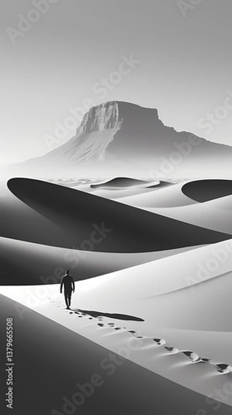 Obraz man walking in desert