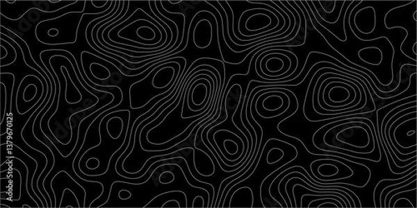 Fototapeta Topographic canyon geometric map relief texture with curved layers and shadow. abstract White background with a beautiful pattern, Topographic contour lines vector map seamless pattern vector.