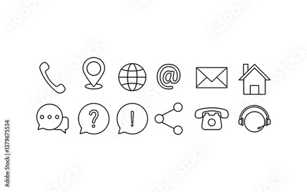 Fototapeta Contact us with icons for phone, email, location, and chat. Suitable for websites, customer service, contact pages, and business communication.