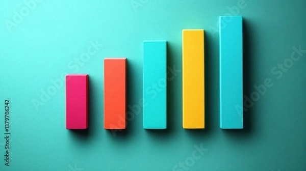Fototapeta Ascending Colorful Bar Graph:  Visualizing Growth and Progress