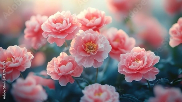 Fototapeta Vibrant Pink Peonies in Bloom. Generative AI