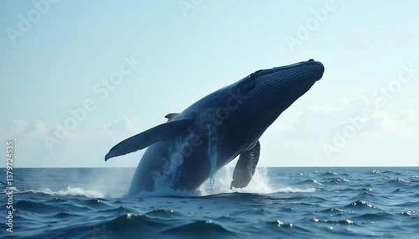 Obraz Whale Breaching Ocean Surface