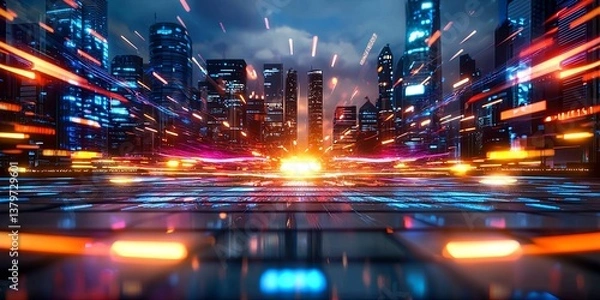 Obraz In the modern era, the fusion of futuristic technology and big data analytics unveils cutting-edge solutions, revolutionizing efficiency and insight across industries.