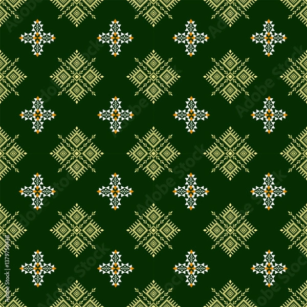 Obraz seamless Green Geometric Floral Pattern
